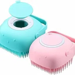 AUMIXX Silicone Body Brush, Pink and Blue, Exfoliating Scrubber with Massage Shampoo Cleansing, Non-Slip Handle, Shower Gel Dispenser for Men Women Baby - Pack of 2-picture-37