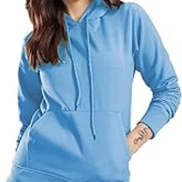 xyris Women Solid Fleece Hoodie – Full Sleeve Pullover-XYRISWSWT90-TealBlue-picture-16
