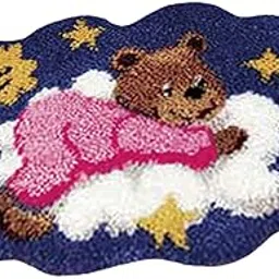 Club Bollywood®Latch Hook Rug Kits Needlework with Preprinted Pattern Carpet Yarn Bear Pink|Crafts | Needlecrafts & Yarn | Rug Making |1 Set Latch Hook Kits-picture-65