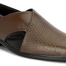 rimezs Men's Textured Faux Leather Slip-On Dress Shoes with Side Cutouts, Brown, Black,Tan-picture-36