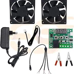 Electronic Spices Combo Of Xh-w1209 Digital Thermostat Temperature Controller Switch Board With Led Display + 2pcs Fan + 12v 1amp Adapter + Dc Splitter Cable + 1pair Clip-picture-31