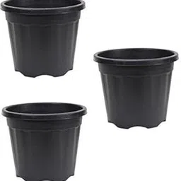 Set of 3 Black Plastic Plant Pots – 10 Inch Round Flower Pots with Drainage Holes for Indoor & Outdoor Gardening-picture-33