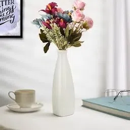 White Ceramic Flower Vase – Stylish Bottle Shape Design, Ideal for Office and Living Room Centerpieces, Elegant Pot for Modern Home Decor, Perfect for Any Table, Sleek and Modern Flower Vase-picture-28
