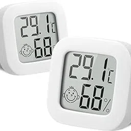 flintronic 2pcs Room Thermometer Hygrometer Indoor, Mini Digital Temperature Humidity Meter Gauge, Accurate Hygrometer with Clear LCD Display and Face Icons for Home Baby,Office,Garden(with Battery)-image-98