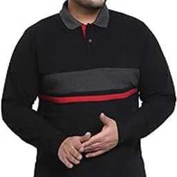 kalt Men Full Sleeves Polo Neck Cotton Blend Stripe T-Shirt-picture-48