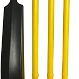 Gaunsera Plastic Cricket Kit Set with Bat, Stumps, Bails and Wind Ball, Yellow and Black Full Size-picture-11