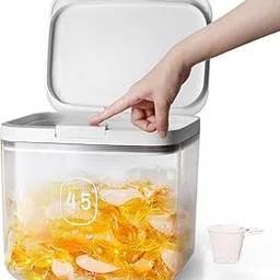 Tazweeq Laundry Detergent Dispenser, Clear PET Laundry Powder Container, with One-Press Lid, for Laundry Room Organization, with Measuring Cup, Laundry Pods Container 4.5L/10Lbs/160oz (220 Pods)-picture-23