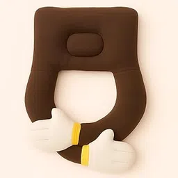 KikiNest Baby Soft Hugging Neck Supporting Pillow for Head Shaping (0-12 Month) Sleeping, Gift for Babies (Brown)-picture-11