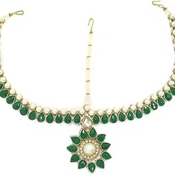 zaveri pearls Emerald Maang Tikka for Women - ZPFK2916-picture-37