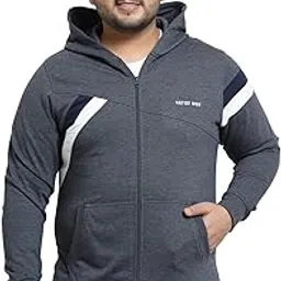 Men Full Sleeves Zipper Fleece Striped Hoodie-image-76