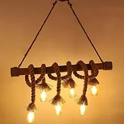 kinis Decorative Hanging Lamp/Pendant Lamp/Ceiling Light to Décor Home/Living Room/Bedroom/Office/Dining/Cafe/Restaurants, Bamboo with Rassi, Beige (Pack of 1, Without Bulb)-picture-35