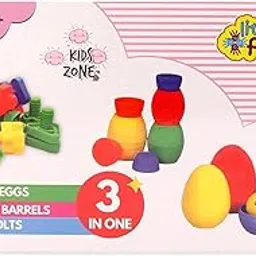 Little Fingers 3-in-1 Early Learning Puzzle Combo –, Outlet Blocks | Educational Toy Set for Kids | Skill-Building Preschool Activity Set (Catch-e-Eggs/Stack-O-Barrels/Nuts & Bolts)-image-28