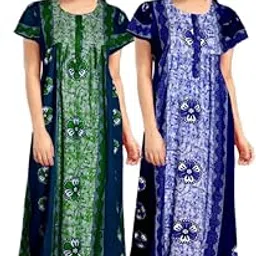 Women's Floral Print Cotton Nighty, Short Sleeve, HC-B756_4XL Multicolour-picture-12