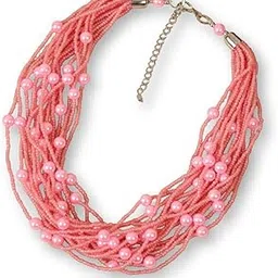 dca Pearl Classy Indo Western Women Necklace (Pink)-picture-31