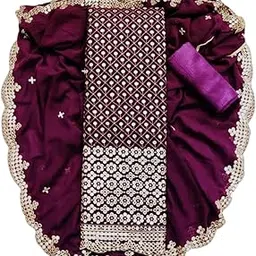 Stylish Womens Georgette Unstitched Salwar Suit Material with Dupatta | Mirror Work Embroidered Salwar Suit-image-11