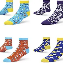 dynamocks Men's and Women's Combed Cotton Ankle Length Socks (Pack of 4) (Multicolour, Free Size)-picture-39