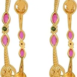 cute gold One Gram Gold Plated Traditional American Diamond Stone Bangles for Women and Girls (4019)-picture-51