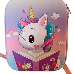 Unicorn Preschool Bag for Girls,Hard Shell Bag, Unicorn Backpack,School Shoulder Backpack, Picnic Bag for Kids (Pink Color-Style1)-picture-32