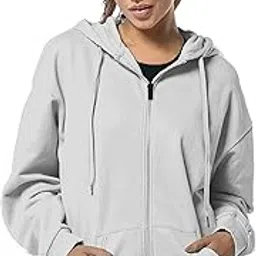 drobe Relaxed Fit Plain Cotton Blend Full Sleeves Hodded Zipper Jacket for Women-picture-23
