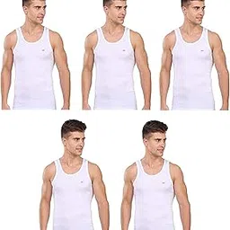 smv Men's Vest White - 100% Cotton Sleeveless Vest RN (Pack of 5)-picture-32