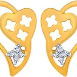 p.c. chandra jewellers 14k (585) Yellow Gold and American Diamond Stud Earrings for Women-picture-55