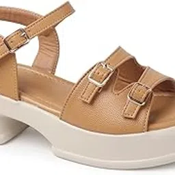 krafter Synthetic Leather Wedge Heels for Women & Girls | Fancy & Stylish Heel sandals |Extra Cushioning & Comfortable, Fashionable, Light Weight Heel Sandal for Girls-picture-46