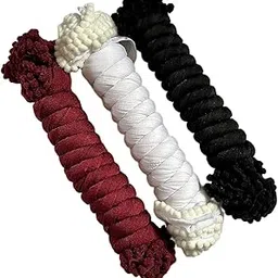 nakoda creation Cotton Blend Solid Dupatta For Women,Pack of 3_Pompom 3-White,Black,Maroon-picture-15