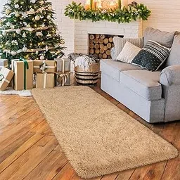 Arhamrug Shaggy Round Area Rug – Soft Plush Circle Solid Color Carpet for Living Room, Bedroom, Kids Room – Fluffy Floor Mat for Home Décor,ETC (Clor BEAGE 3x5 feet)-image-3