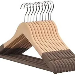 ROLLYWARE ® Wooden Cloth Hangers,Suit Hangers for Men Non Slip - Luxury Natural Lotus Wood & Velvet Hangers for Hanging Pants, Suits, Dress & Skirts -360° Rotating Hook (20, Natural Wood)-image-67