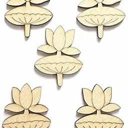 Wooden Lotus Flower Cutouts, Unfinished Craft Decorations, (Set of 10 Pcs), 3 x 2.5 inch Natural-image-105