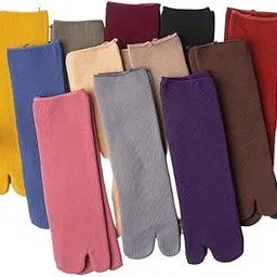 tendsy Women's Premium Woolen Toe Ankle Socks - Winter Thermal Thumb Socks Multi Color Pack with Breathable Comfort for Casual, Yoga & Sports (Free Size - 4 Pairs)-picture-31