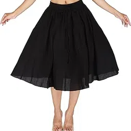 sttoffa Pure Cotton Women Calf Length Solid Skirt Bottom Wear | Ethnic Short Length Full Flare Skirt for Girls-picture-29