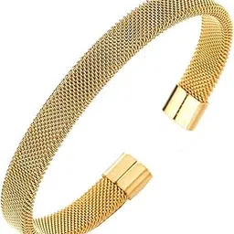 zivom Slim Mesh 18K Gold Plated Surgical Stainless Steel Cuff for Men-picture-37
