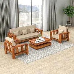 Solid Sheesham Wooden 5 Seater Sofa Set for Living Room with Comfortable Cushion - Wooden Sofa Set 5 Seater for Home & Office Furniture (Design 7)-picture-11