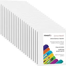 Rousrie Canvas Board for Acrylic, Gouache, Watercolour,Ink Painting Board, Art Supplies for Artist (100% Cotton Canvas) (24 PC (4x4Inches))-picture-11