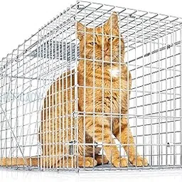 Efficacy Live Animal Two-Door Cat Trap | Cat cage for Feral Cats | Cat Trap Jungli Billi ka Pinjra | Kitten Cage for Home, Kitchen and Outdoor Silver Color Size 31" x 11.5" x 12"-image-59
