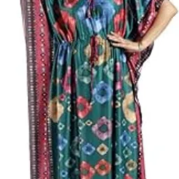 nightywala Women's- Kaftan/Nighty/Maxi/Gown/Nightdress/Nightwear Serena Fabric- V-Neck Floral Print-picture-26