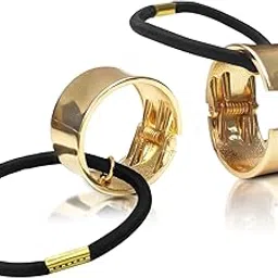 sanas (1Pc) Hair Bands For Women Rubber Band For Hairbands For Women Stylish Long Hair Metal Rubber Band For Hair Ties Metallic Golden Rubber Bands For Hair Golden (1Pc)-picture-35