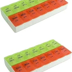 Ezyfit Pill Medicine Organizer Reminder Storage Box with Snap Lids 7-day AM/PM Larger Compartments for Bigger Pills, Weekly Medicine Organizer Twice a Day, Weekly Day and Night Pill Case (Pack of 2)-picture-21
