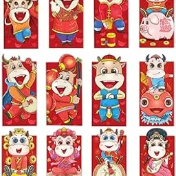 Dorakitten 12PCS 2021 Chinese Money Packet Cartoon Chinese Red Envelope Lucky Money Packet Lucky Money Envelopes Lucky Money Packets 2021 Chinese Ox-picture-50