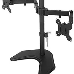 Rife Dual Monitor Stand, Free Standing Desk Mount for 2 Monitors up to 27 inch, 22 lbs. Weight Capacity per Arm, Fully Adjustable with Max VESA 100x100mm, Black-image-4