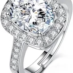meenaz Rings for women girls girlfriend ladies wife sister Platinum Solitaire ring Silver ring Stone ring silver stylish engagement wedding Adjustable promise propose American diamond Finger Ring 914-picture-44