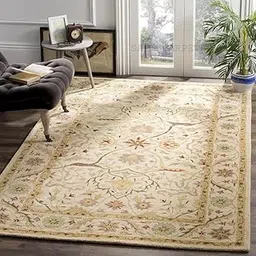 Premium Hand Tufted Woollen Carpets 1 inch Thickness for Living Room Bedroom. Hall Size 7 x 10 feet (210X300 Cm) Beige A20-image-56