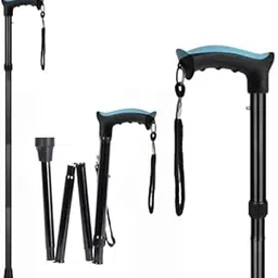 MCP Thunderbolt 4 Folding Sections Aluminium Foldable Walking Stick for Men, Women & Old People Support, Trekking Cane Stick (Black)-picture-13