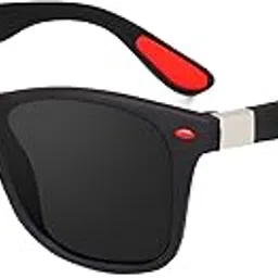 imperial club Unisex Square Sunglasses, UV Protection, Matte Black Frame with Red Accents, Medium Size (as02)-picture-17