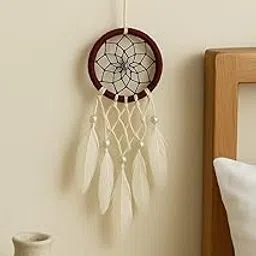ThincAmaxe Evil Eye Dream Catcher for Wall Hanging – Handmade Macrame Decor with Feathers | Boho Wall Decor for Bedroom, Living Room, Office | Spiritual Protection Gift (Maroon)-picture-12