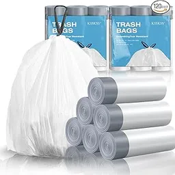KSSKSS 120 Counts 1.6 Gallon Mini Drawstring Trash Bags, Small Garbage Bags , Code a fit 4.5-6 Liter, 0.8-1.6 Gal, White Trash Bin Liners for Home Office Kitchen Bathroom Bedroom-picture-15