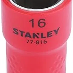 STANLEY STMT77816-23B 3/8" VDE Insulated Metric Socket 16mm, Ideal For Repair Of Electric Vehicles, Red image 1