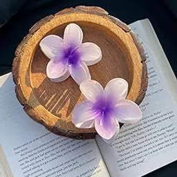 2 pcs Large Viral Flower Hair Claws for Women Hair clutchers clawclips for Girls Plumeria flower hair Clips, painted flower hair claws (purple, pack of 2)-picture-48