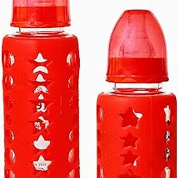 The Little Lookers High Borosilicate Glass Feeding Bottle for Baby/Feeder for Newborn |Super Soft Flow Control & Anti Colic Nipple for Infants/Toddlers - Red (120ml & 240ml)-picture-17